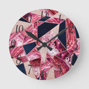 Horloge Ronde Parties scintillant de la marine rose Agencement d