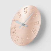 Horloge Ronde Parties scintillant d'or rose pâle métal romain (Angle)