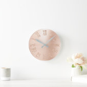 Horloge Ronde Parties scintillant d'or rose pâle métal romain (Maison)