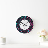 Horloge Ronde Parties scintillant en mosaïque bleue rose brillan (Maison)
