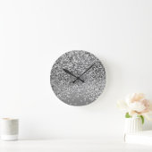 Horloge Ronde Parties scintillant gris argent #5 (Parties scinti (Maison)