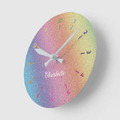 Horloge Ronde Parties scintillant Iridescente arc-en-ciel Enfant (Angle)