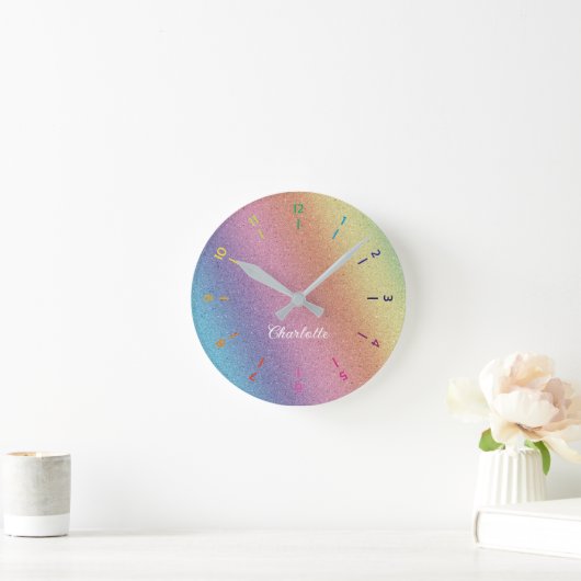 Horloge Ronde Parties scintillant Iridescente arc-en-ciel Enfant (Maison)