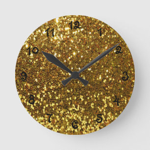 Horloge Ronde Parties scintillant or