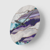 Horloge Ronde Parties scintillant or de l'agate d'encre Glam #2  (Angle)