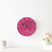 Horloge Ronde Parties scintillant rose-chaud (Maison)