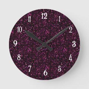 Horloge Ronde Parties scintillant rose Rose foncé