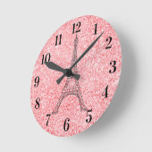 Horloge Ronde Parties scintillant Rose Rose Or Paris Acrylique H (Angle)