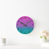 Horloge Ronde Parties scintillant rose Turquoise Aqua bleu et vi (Maison)