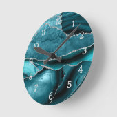 Horloge Ronde Parties scintillant turquoise Silver Agate Marine  (Angle)