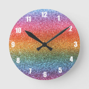 Horloge Ronde Parties scintillantes d'arc-en-ciel