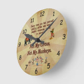 Horloge Ronde Pas mes singes, pas mon cirque (Angle)