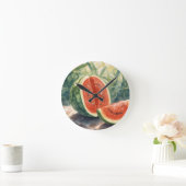 Horloge Ronde Pastel à l'aquarelle de pastèque (Maison)