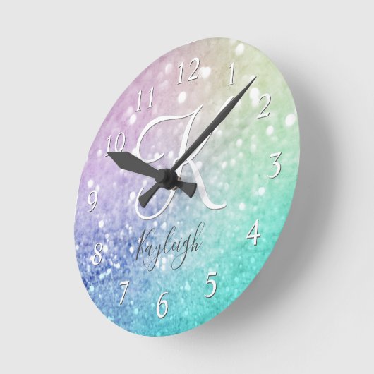 Horloge Ronde Pastel Parties scintillant Bokeh ContexteGlam Eleg (Angle)