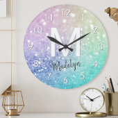 Horloge Ronde Pastel Parties scintillant Bokeh ContexteGlam Eleg