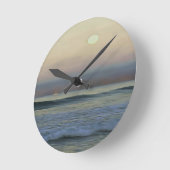 Horloge Ronde Pastel Pink et Blue Dalyan Beach Sunset (Angle)