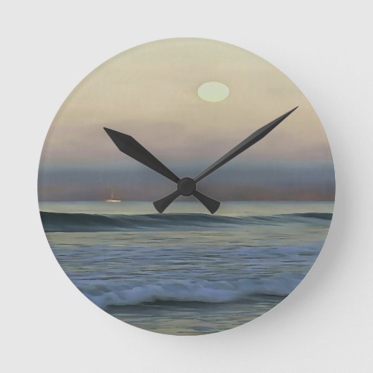 Horloge Ronde Pastel Pink et Blue Dalyan Beach Sunset (Recto)