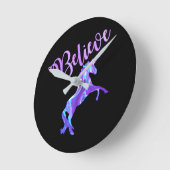 Horloge Ronde Pastel Rainbow Croire En Unicorns (Angle)