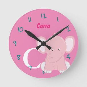 Horloge ronde pastel rose personnalisée pour bébé