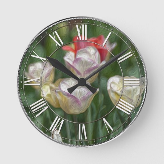 Horloge Ronde Pastel Tulips (Recto)