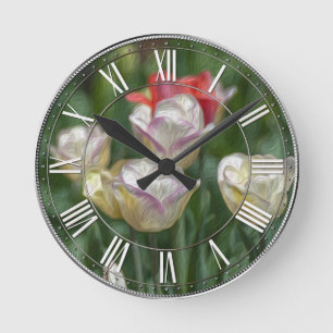 Horloge Ronde Pastel Tulips