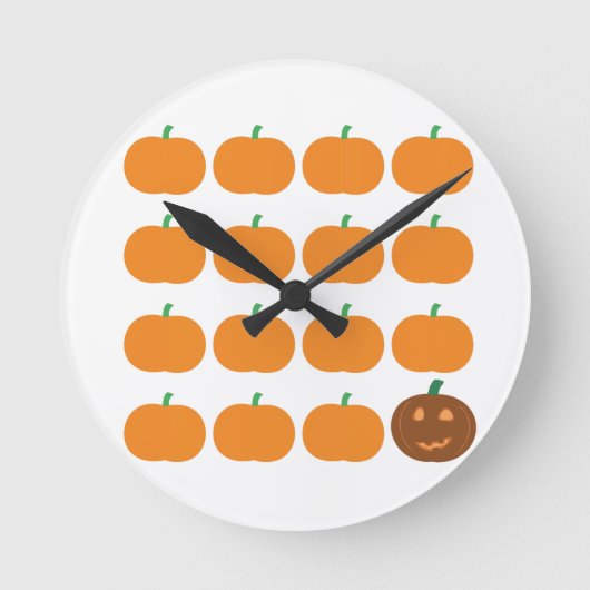 Horloge Ronde Patch Citrouille d'Halloween mignon (Recto)