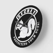 Horloge Ronde Patch d'écureuil secret pour protéger vos noix (Angle)