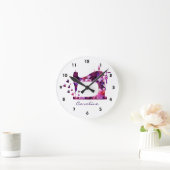 Horloge Ronde Patchwork Quilt Purple Sewing Machine Wall Clock (Maison)