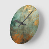 Horloge Ronde Patina de cuivre rustique (Angle)