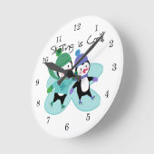 Horloge Ronde Patinage de pingouins est Cool (Angle)