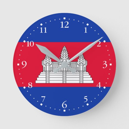 Horloge Ronde Patriotic Cambodia Flag (Recto)
