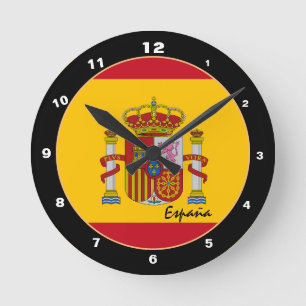 Horloge Ronde Patriotique espagnol Drapeau & Espagne Accueil / d