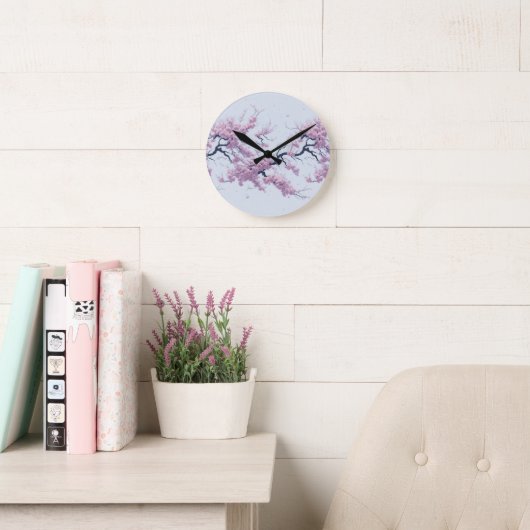 Horloge Ronde Pattern Cherry Blossoms (Salle de lecture)