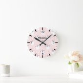 Horloge Ronde Pattern Pink Kitten (Maison)
