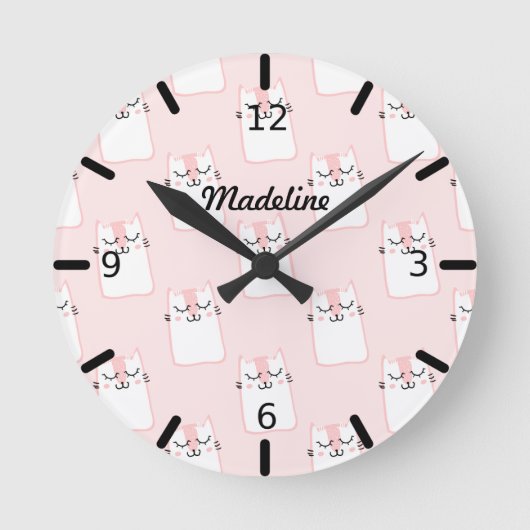 Horloge Ronde Pattern Pink Kitten (Recto)