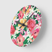 Horloge Ronde Pattern tropical hibiscus (Angle)