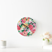 Horloge Ronde Pattern tropical hibiscus (Maison)