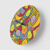 Horloge Ronde Pattern with fruits and vegetables (Angle)