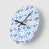 Horloge Ronde Patterns bleus (Angle)