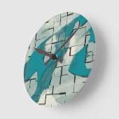 Horloge Ronde Patterns bleus (Angle)