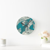 Horloge Ronde Patterns bleus (Maison)