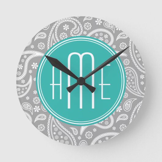 Horloge Ronde Patterns bleus et monogram bleu (Recto)