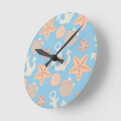 Horloge Ronde Patterns pastel nautical (Angle)