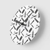 Horloge Ronde Patters de Black and White Barber (Angle)