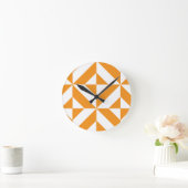Horloge Ronde Patters de Burnt Orange Geometric Deco Cube (Maison)