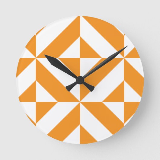 Horloge Ronde Patters de Burnt Orange Geometric Deco Cube (Recto)