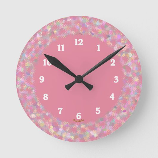 Horloge Ronde Patters de Pink Mosaic (Recto)