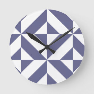 Horloge Ronde Patters Midnight Blue Geometric Deco Cube