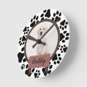 Horloge Ronde pattes mignonnes Noël fête Custom Chien Photo (Angle)