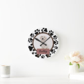 Horloge Ronde pattes mignonnes Noël fête Custom Chien Photo (Maison)